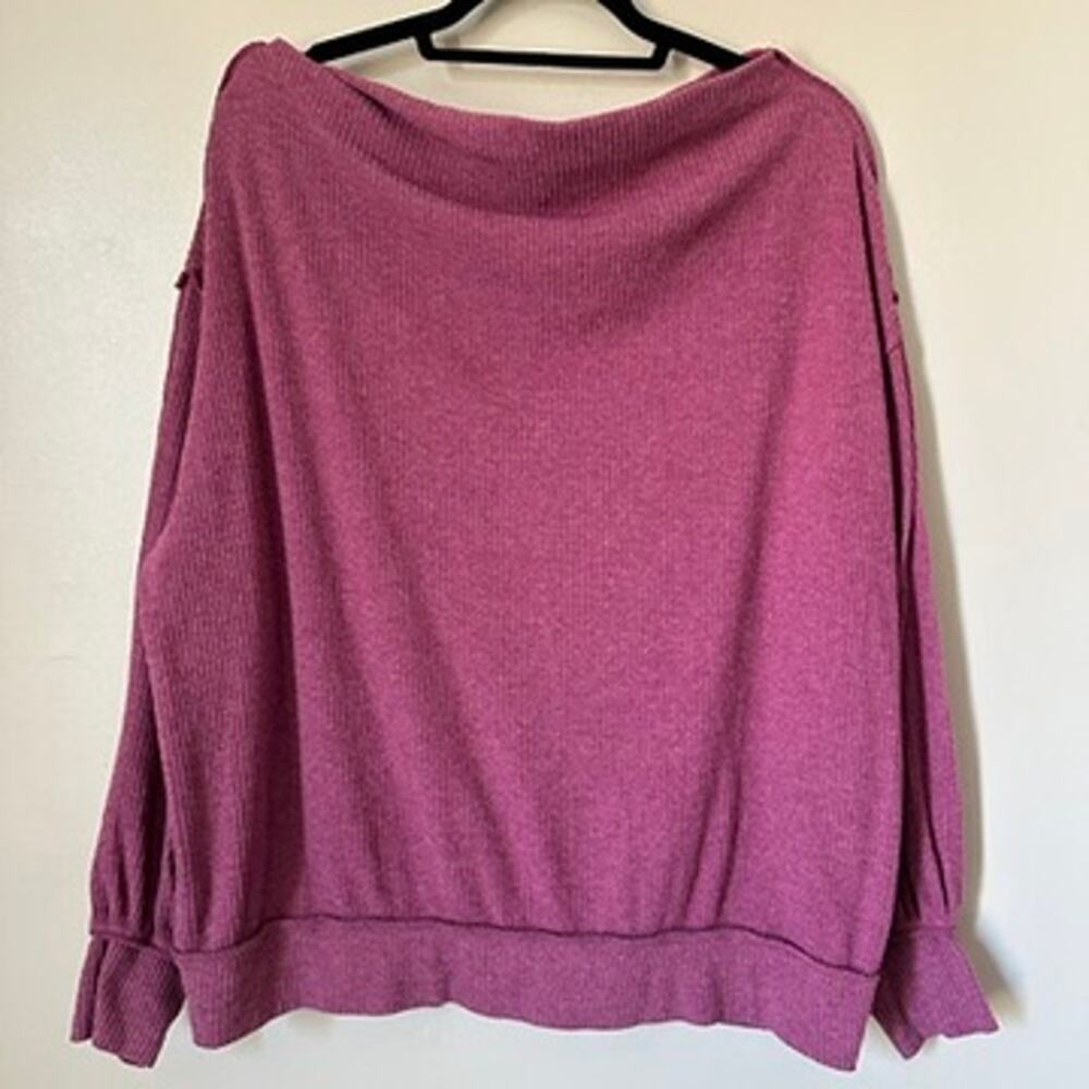 We The Free Ribbed Knit Sweater Womens SMALL Boho Off Shoulder Casual Pink